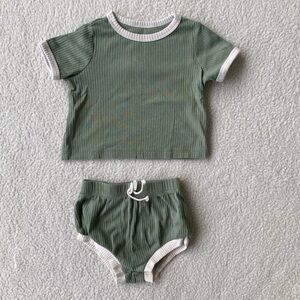 Cat & Jack Green Ribbed Baby Shirt and Shorts Set